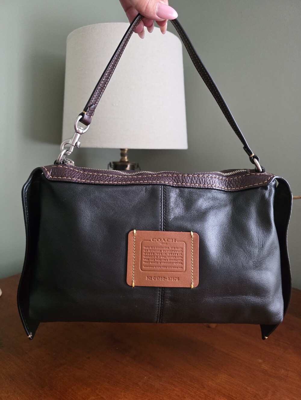 Coach Bandit 39 87575 Hobo Oak Tan Suede Brown Black Leather Bag 1941 - Picture 11 of 16